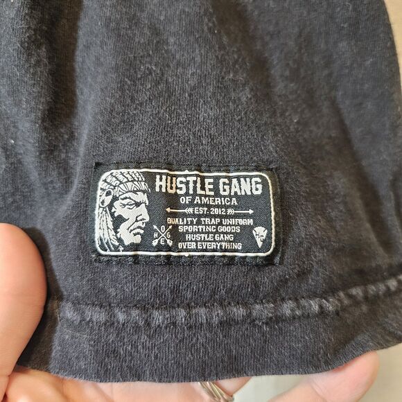 Hustle Gang Indian Head Native Americans Tribal Head Mens 3XL Black Tee Shirt 3X - Picture 3 of 9